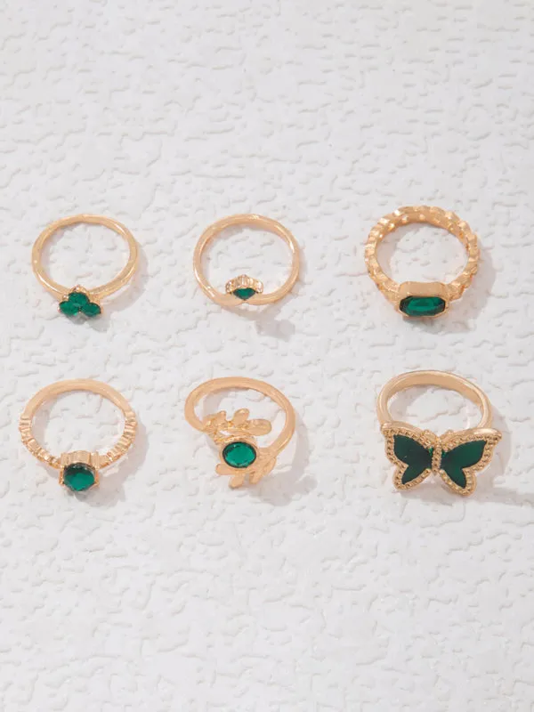 Retro personalized fashion metal diamond love palm ring multi-piece set
