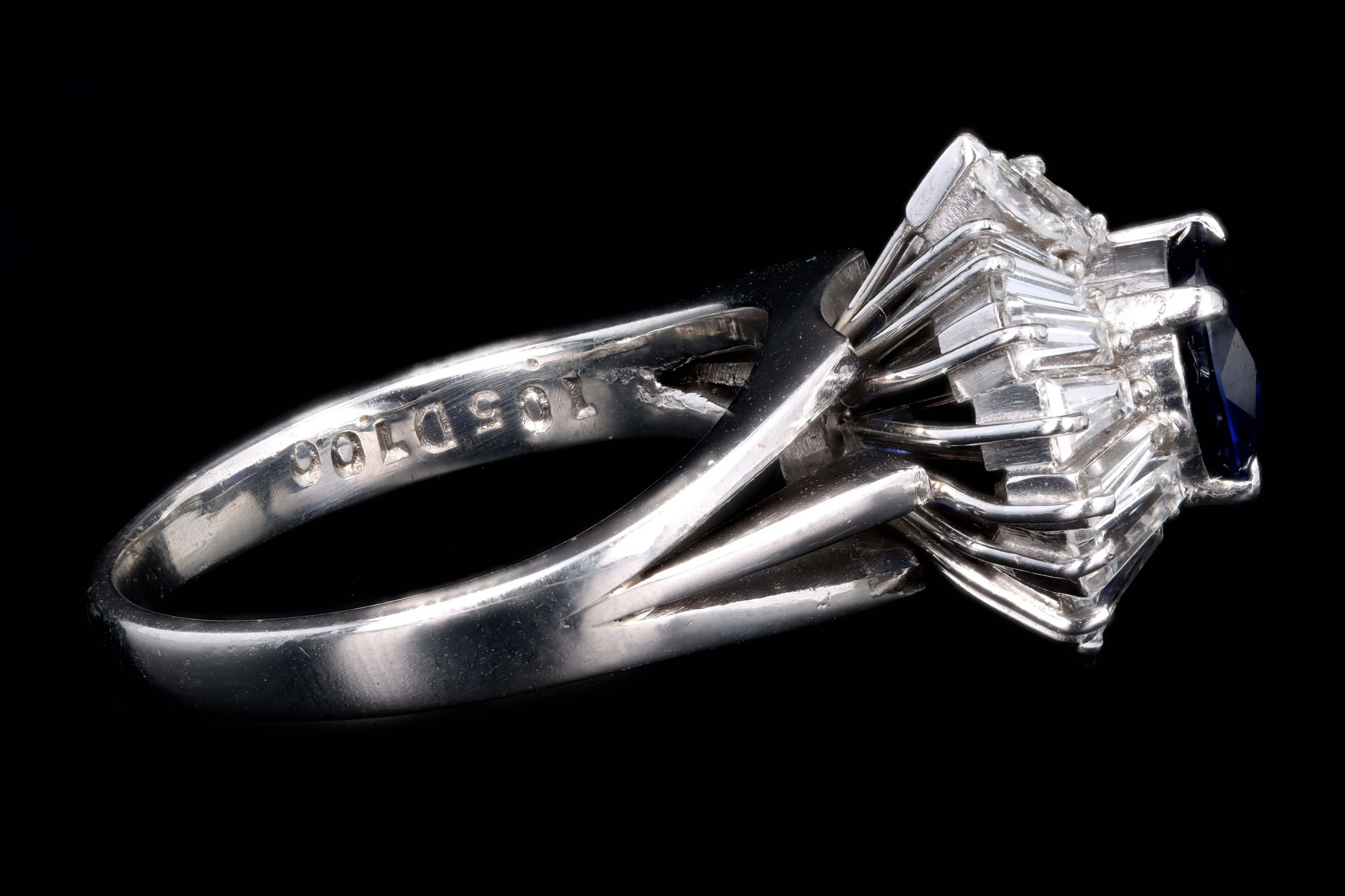 Retro Platinum 1.05 Carat Natural Sapphire & Diamond Ring