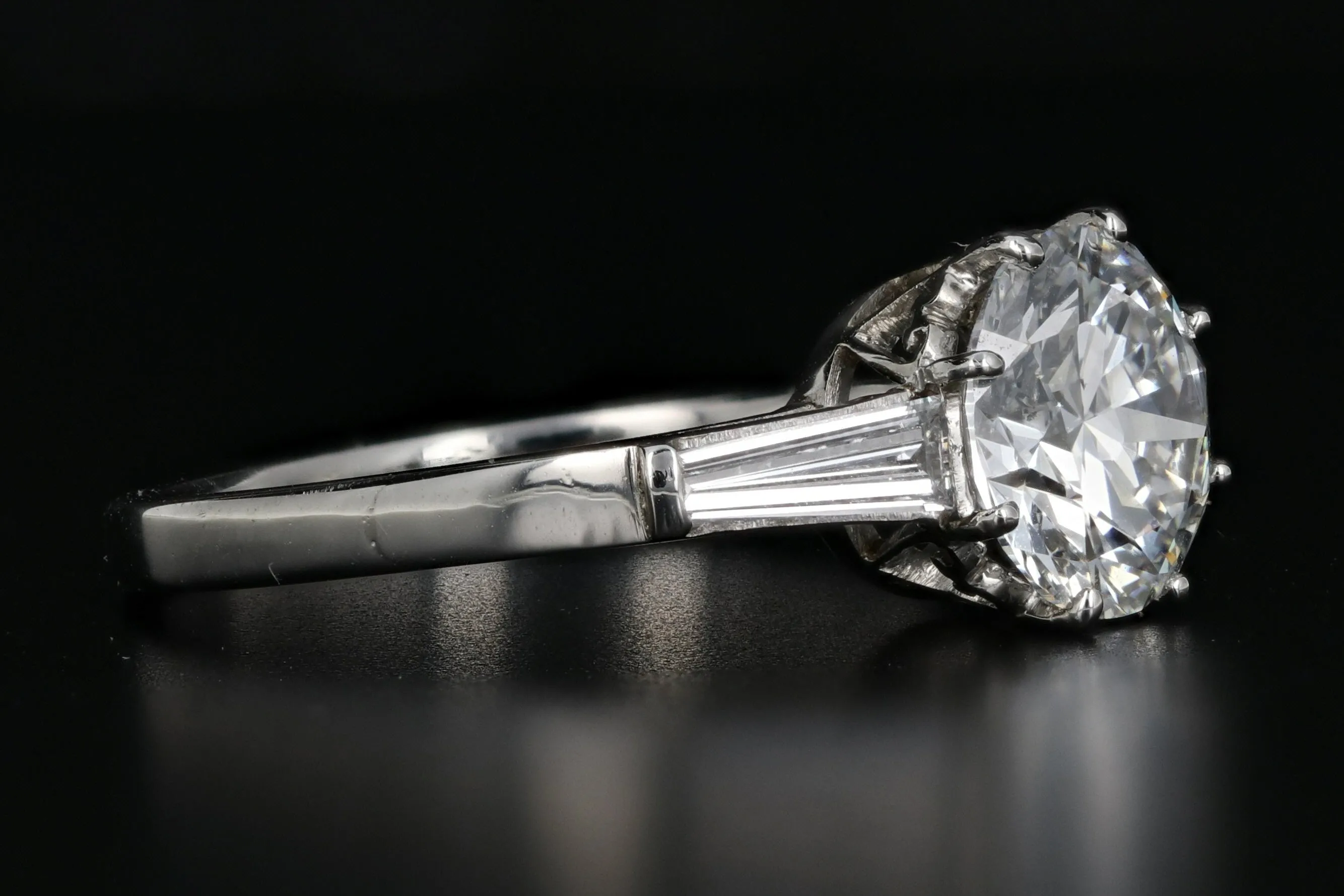 Retro Platinum 1.52 Carat Diamond Engagement Ring c.1950's