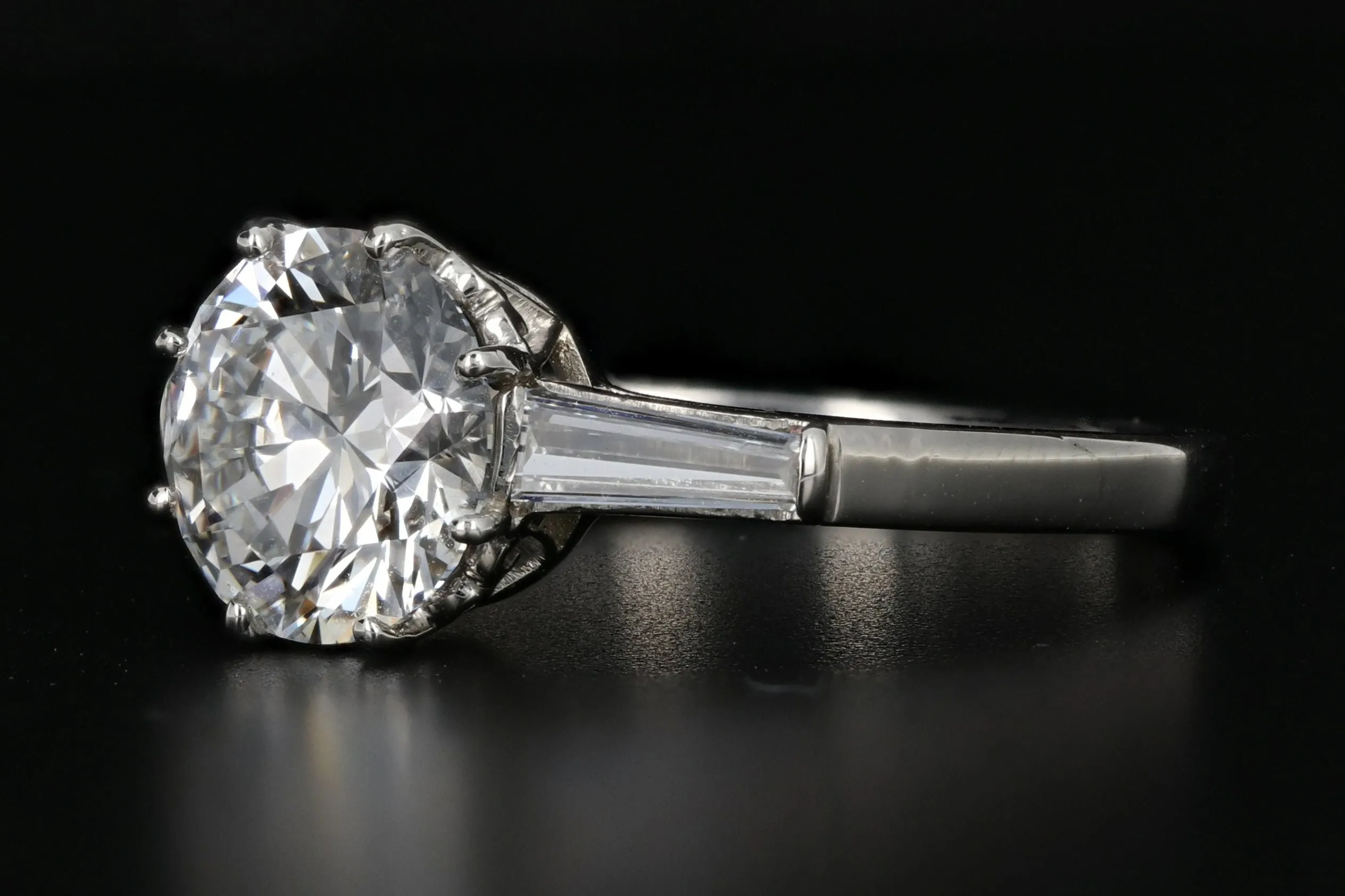 Retro Platinum 1.52 Carat Diamond Engagement Ring c.1950's