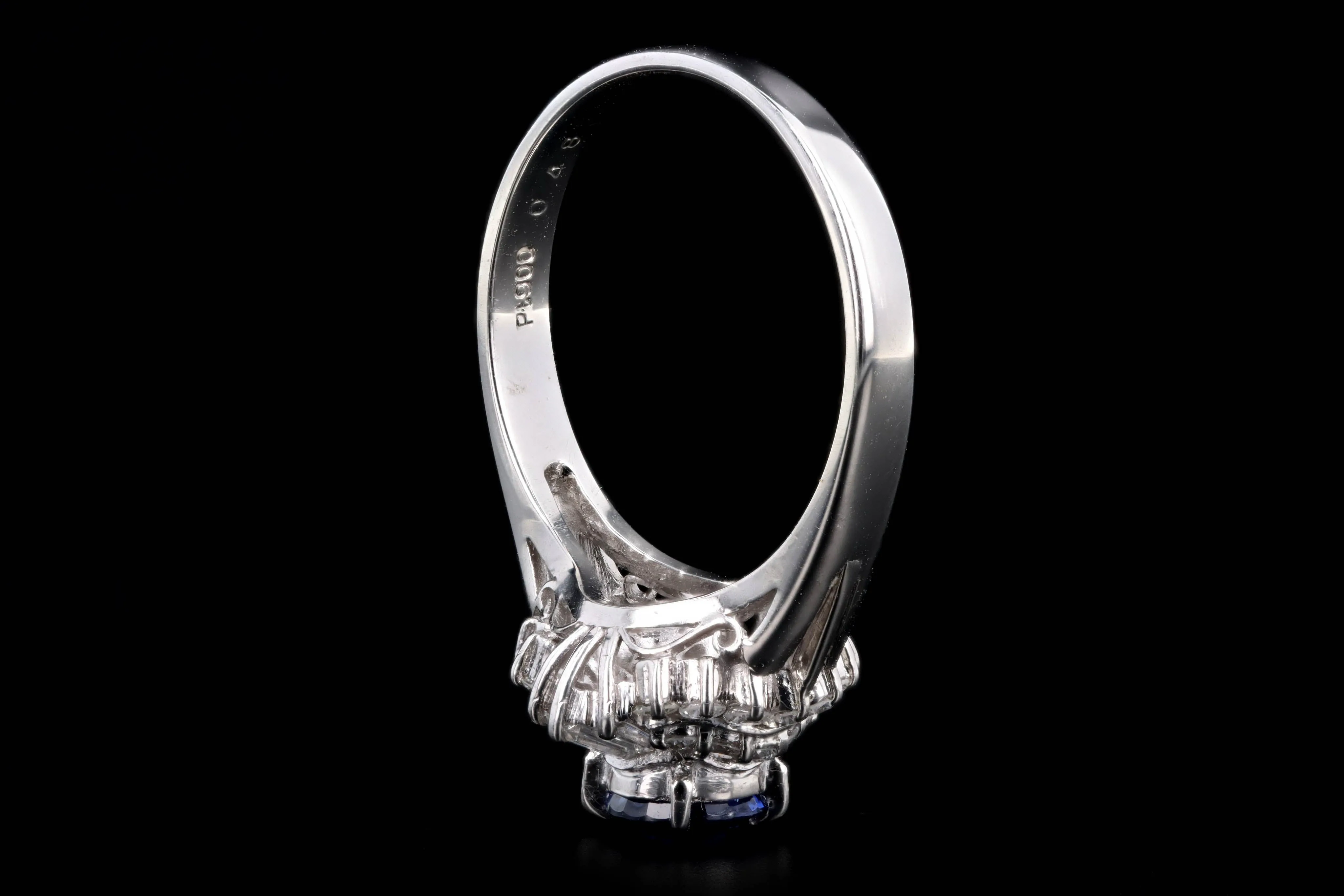 Retro Platinum 1.73 Carat Round Natural Sapphire & Diamond Ballerina Ring