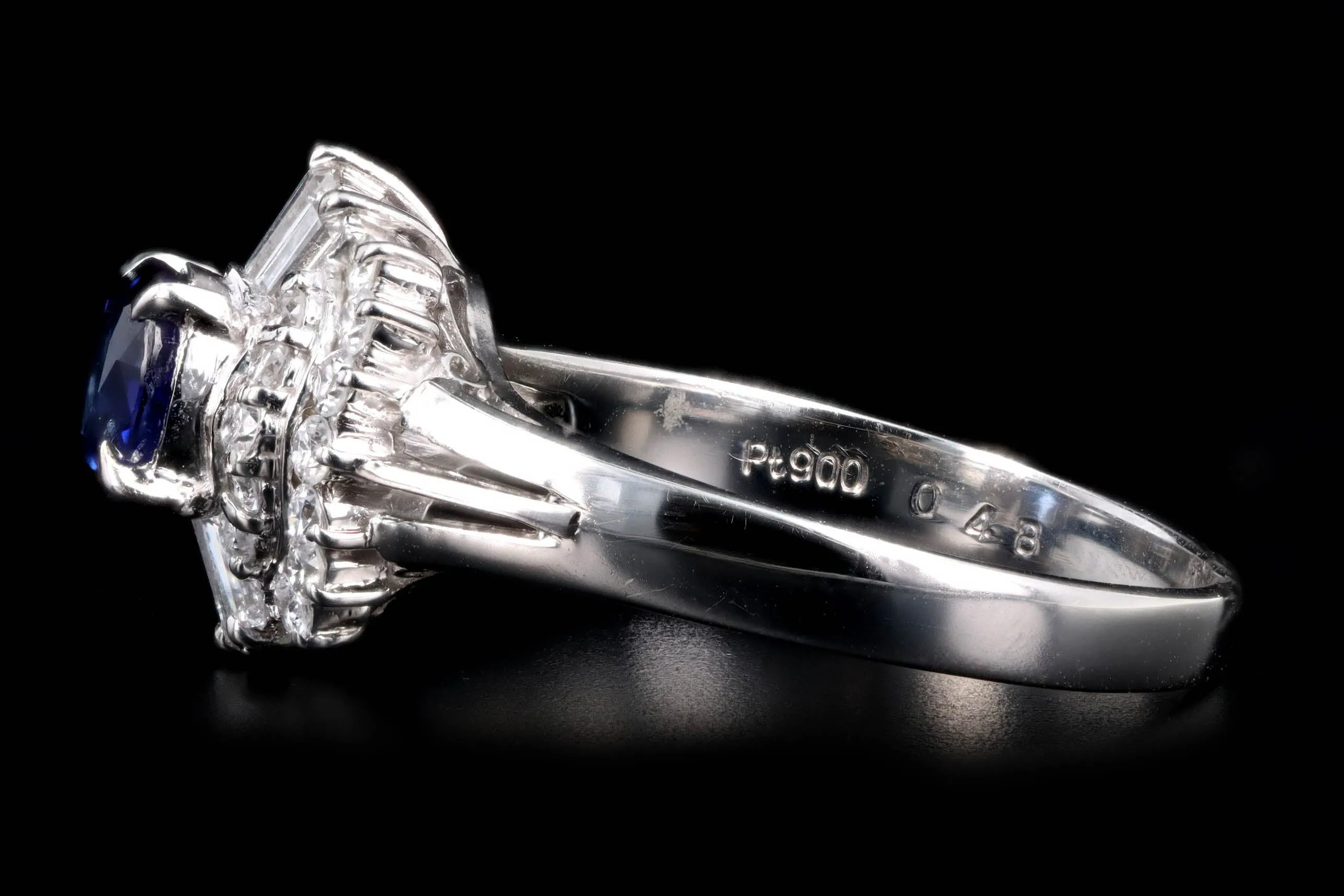 Retro Platinum 1.73 Carat Round Natural Sapphire & Diamond Ballerina Ring
