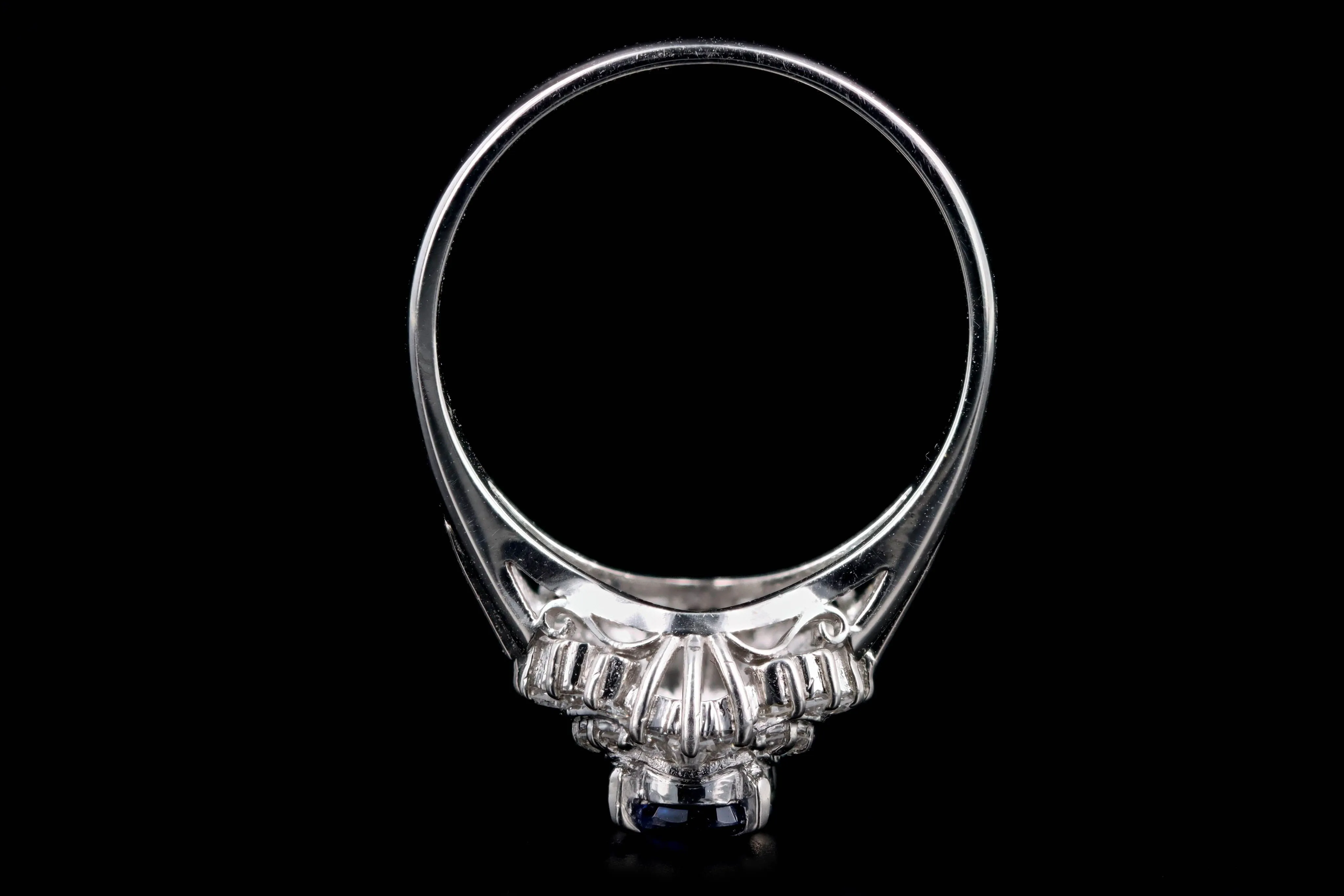 Retro Platinum 1.73 Carat Round Natural Sapphire & Diamond Ballerina Ring