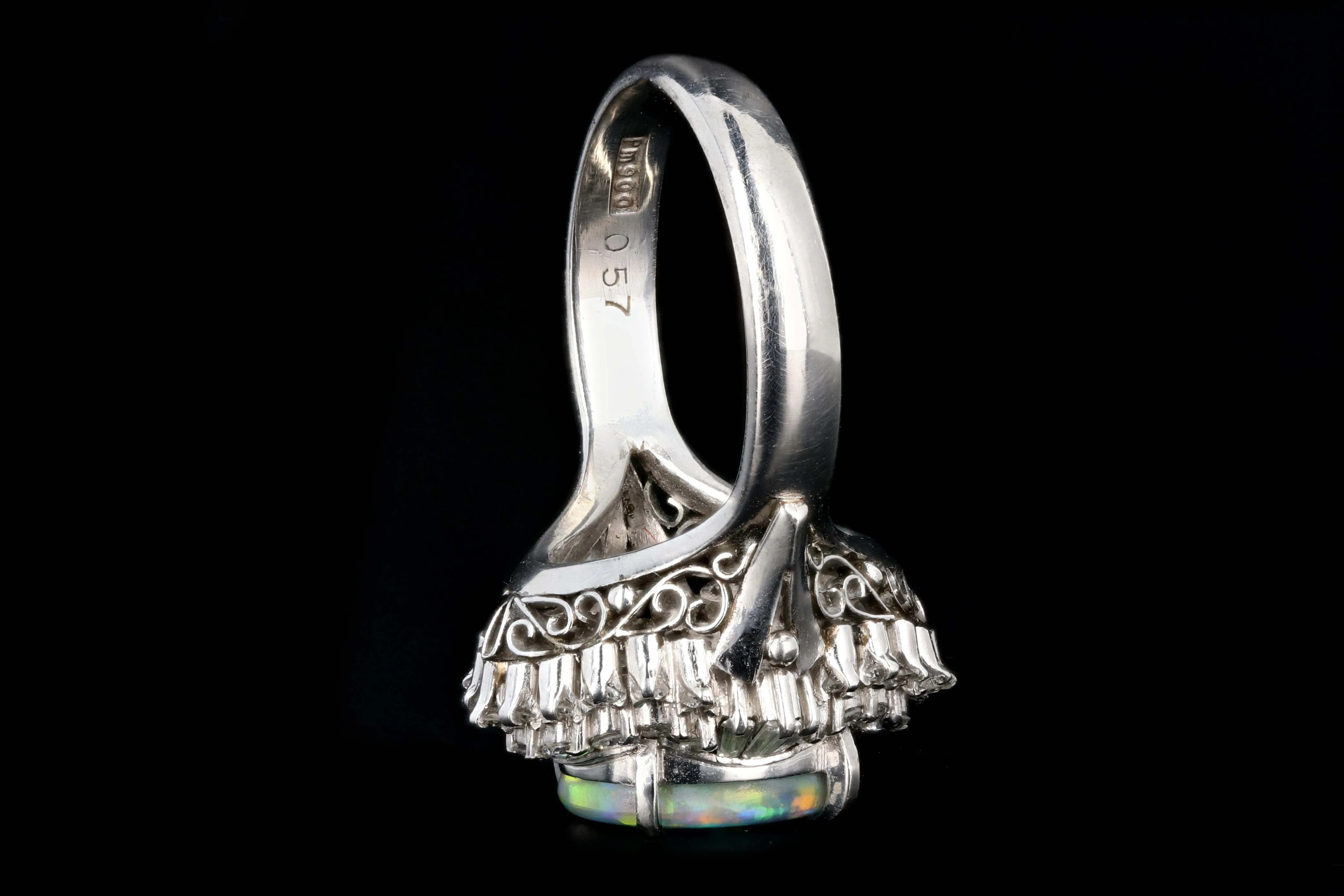 Retro Platinum 1.76 Carat Opal and Diamond Cocktail Ring