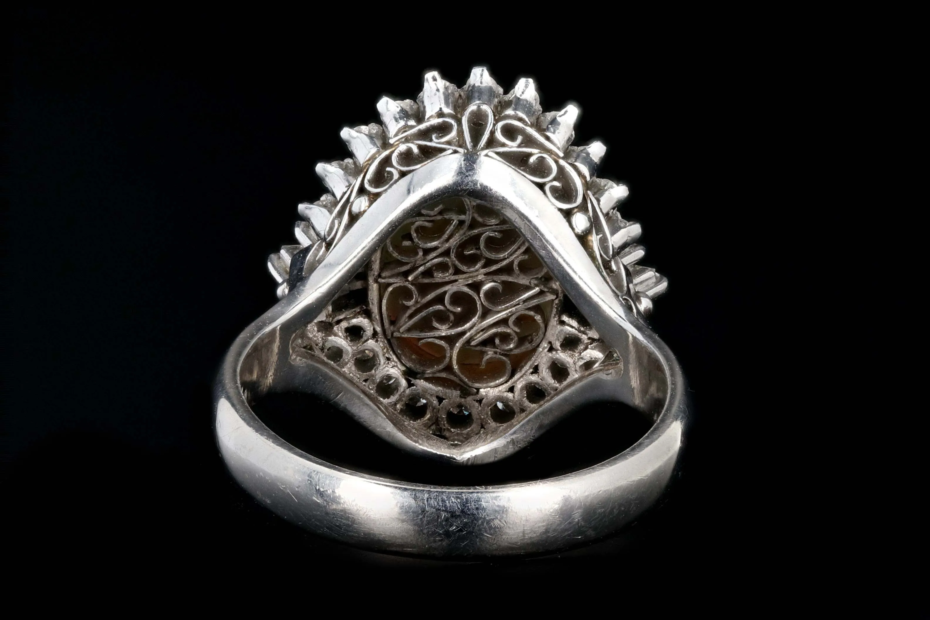 Retro Platinum 1.76 Carat Opal and Diamond Cocktail Ring