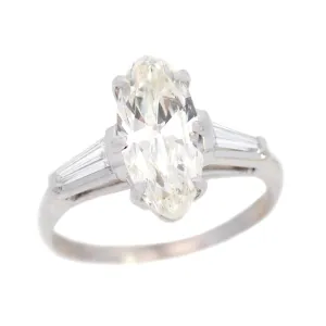 Retro Platinum Moval Cut Diamond Engagement Ring 2.13ct