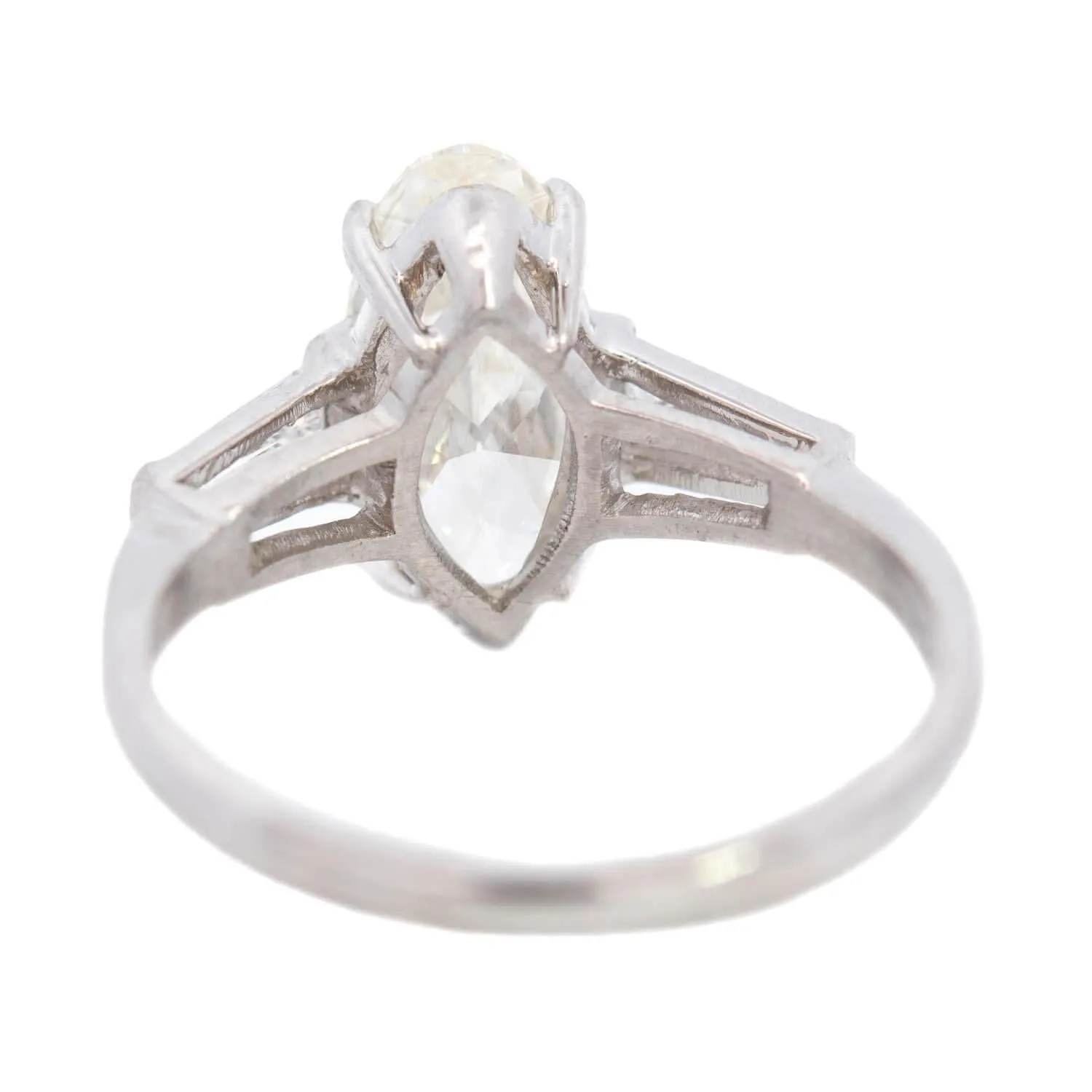 Retro Platinum Moval Cut Diamond Engagement Ring 2.13ct
