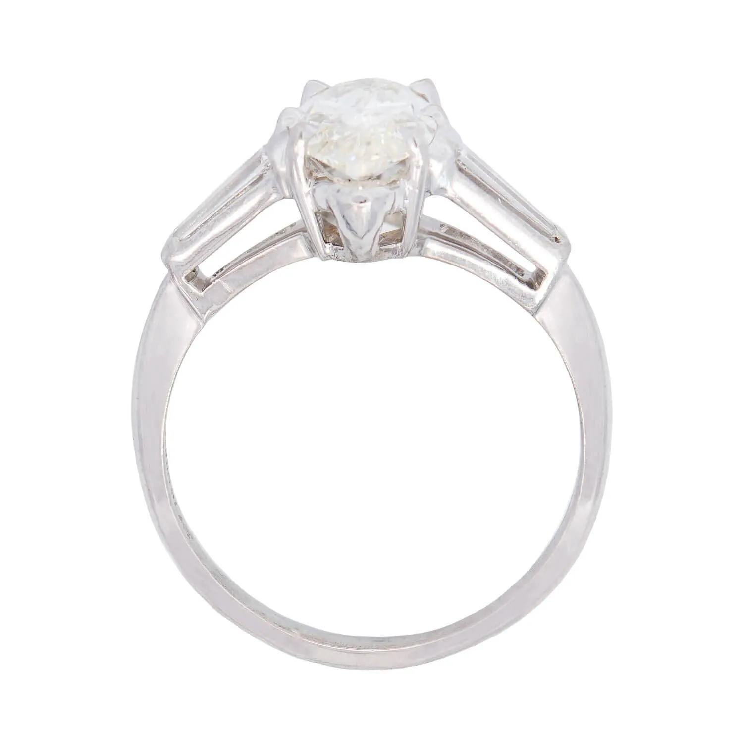 Retro Platinum Moval Cut Diamond Engagement Ring 2.13ct