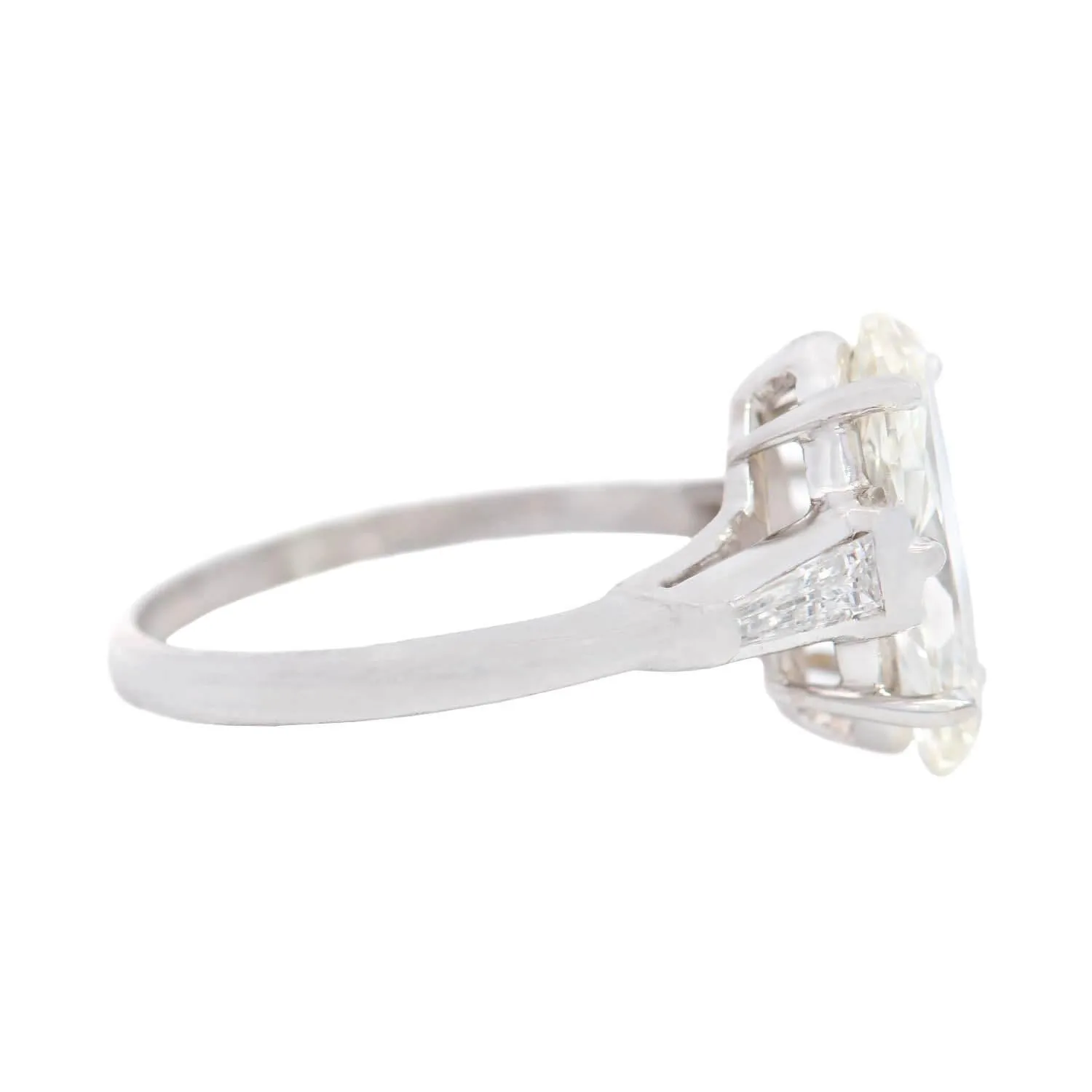 Retro Platinum Moval Cut Diamond Engagement Ring 2.13ct
