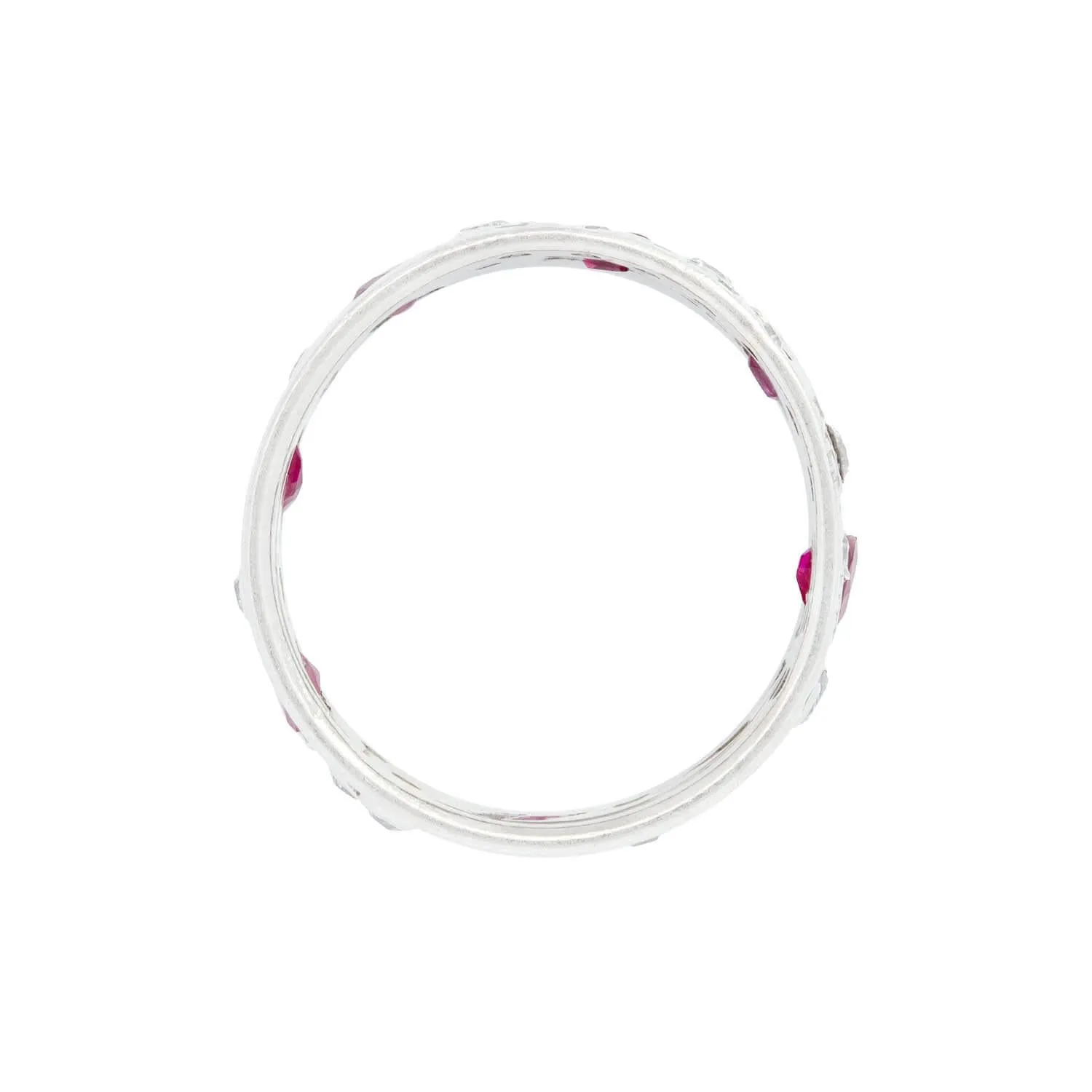 Retro Platinum Ruby and Diamond Band