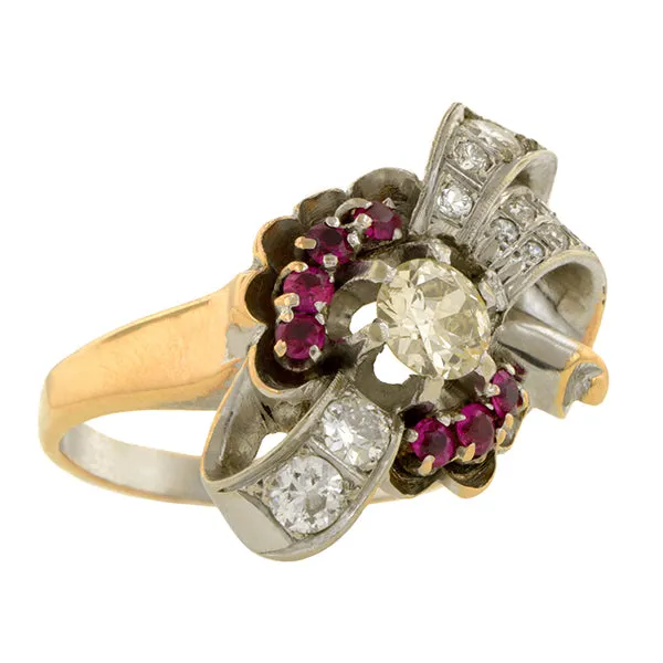 Retro Ruby & Diamond Ring
