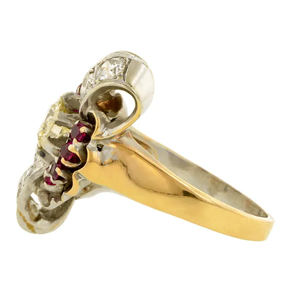Retro Ruby & Diamond Ring