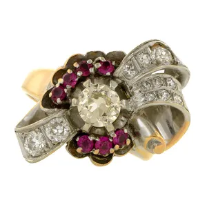 Retro Ruby & Diamond Ring
