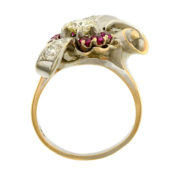 Retro Ruby & Diamond Ring