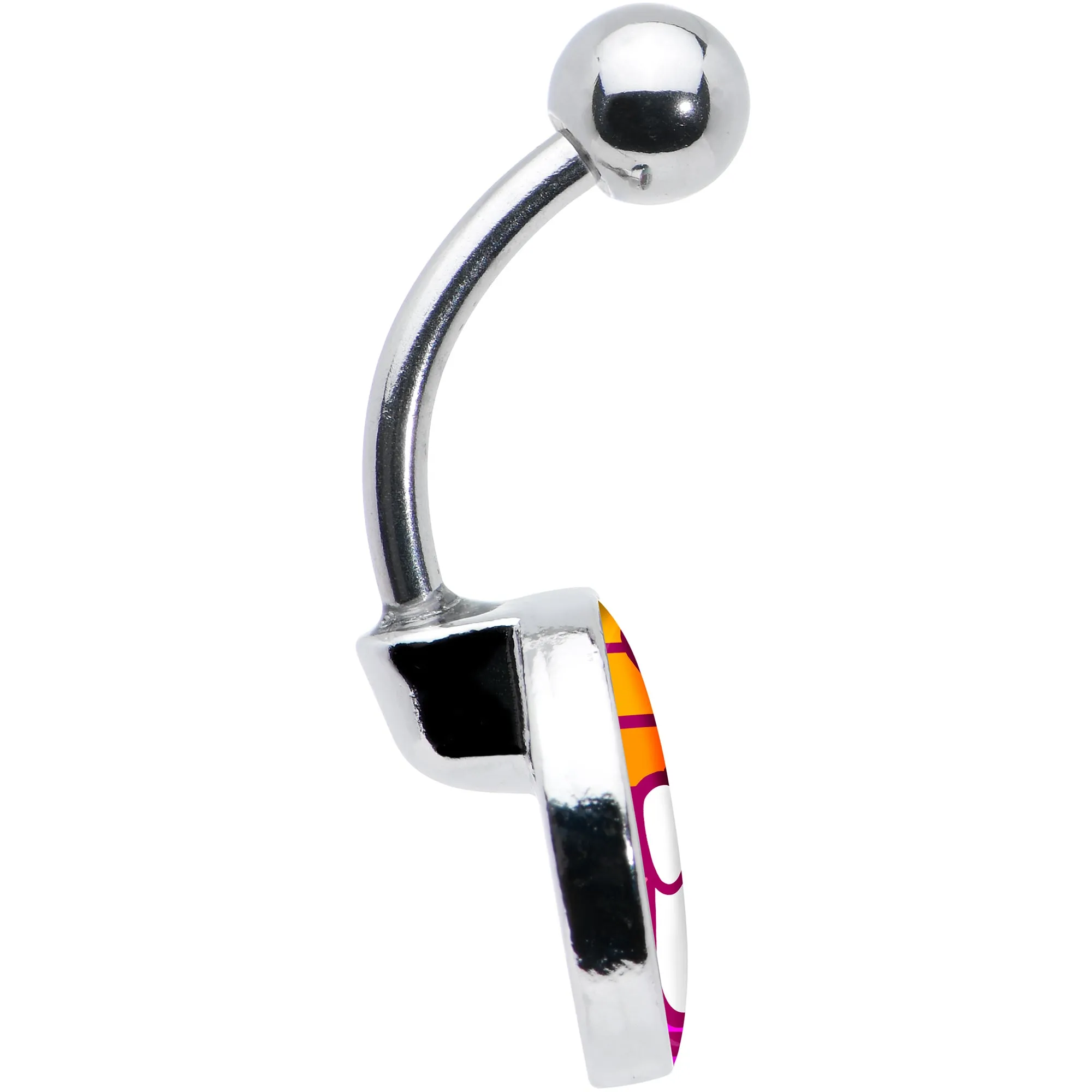Retro Stripes Peace Sign Fingers Belly Ring
