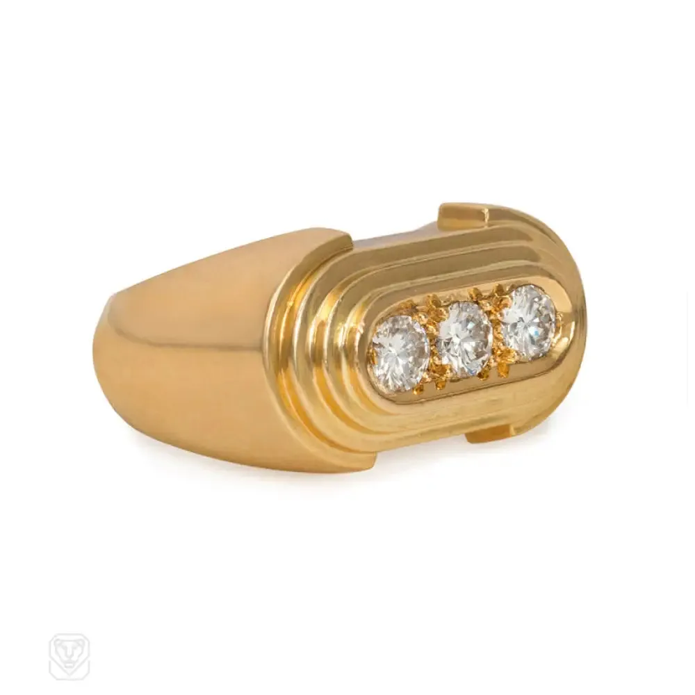 Retro style gold and diamond ring, Hermès