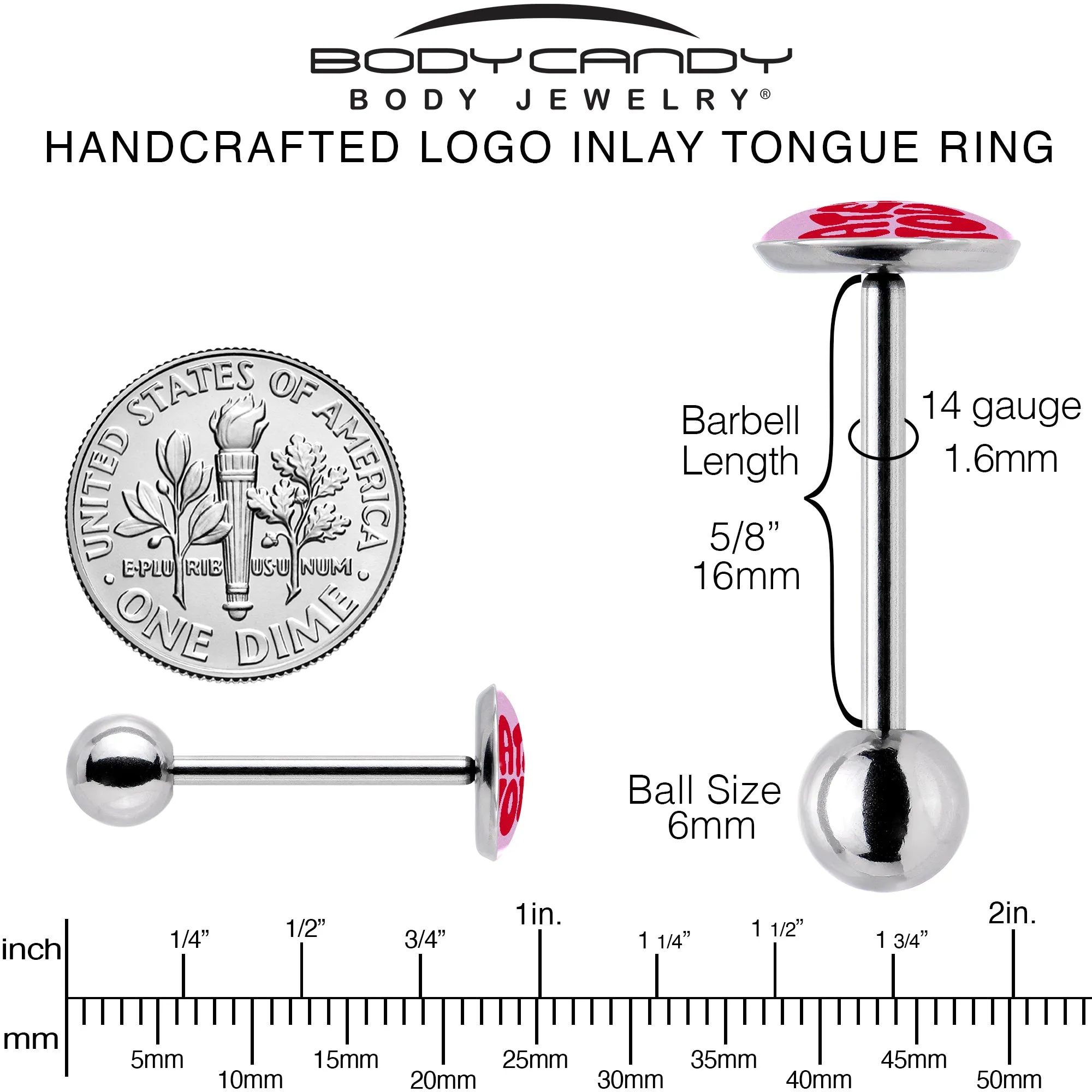Retro Text Hate You Barbell Tongue Ring