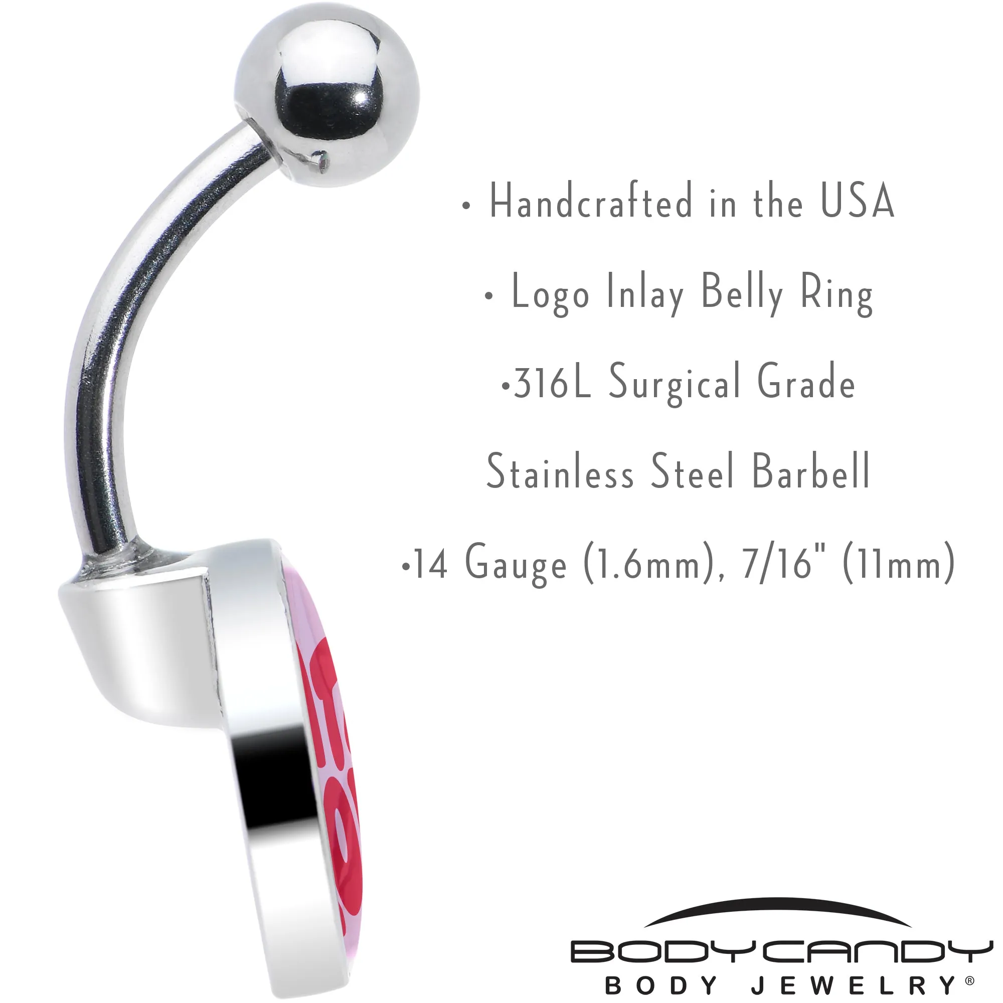 Retro Text Hate You Belly Ring
