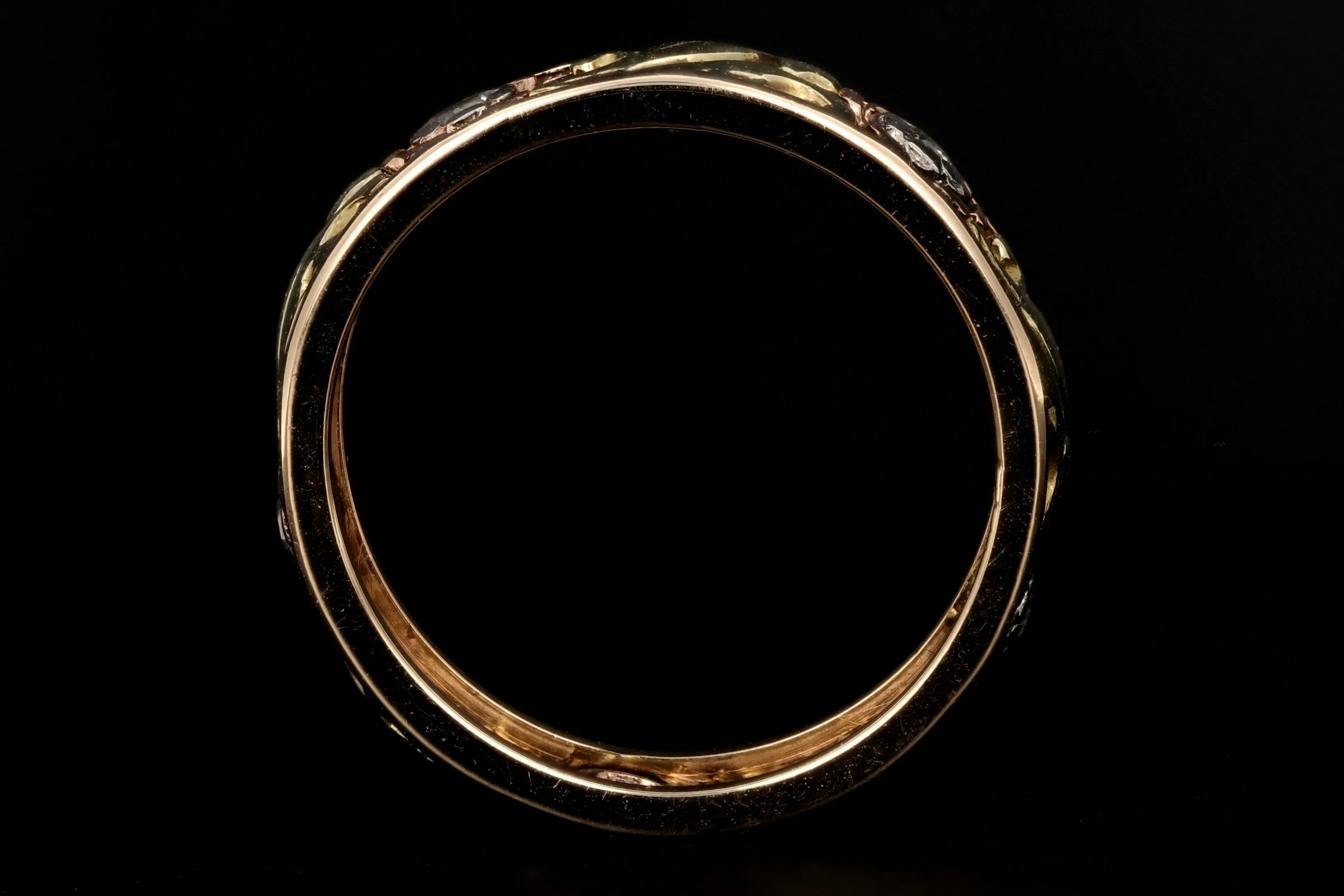 Retro WW2 14k Tricolor Gold .10 Carat Diamond Band c.1940's