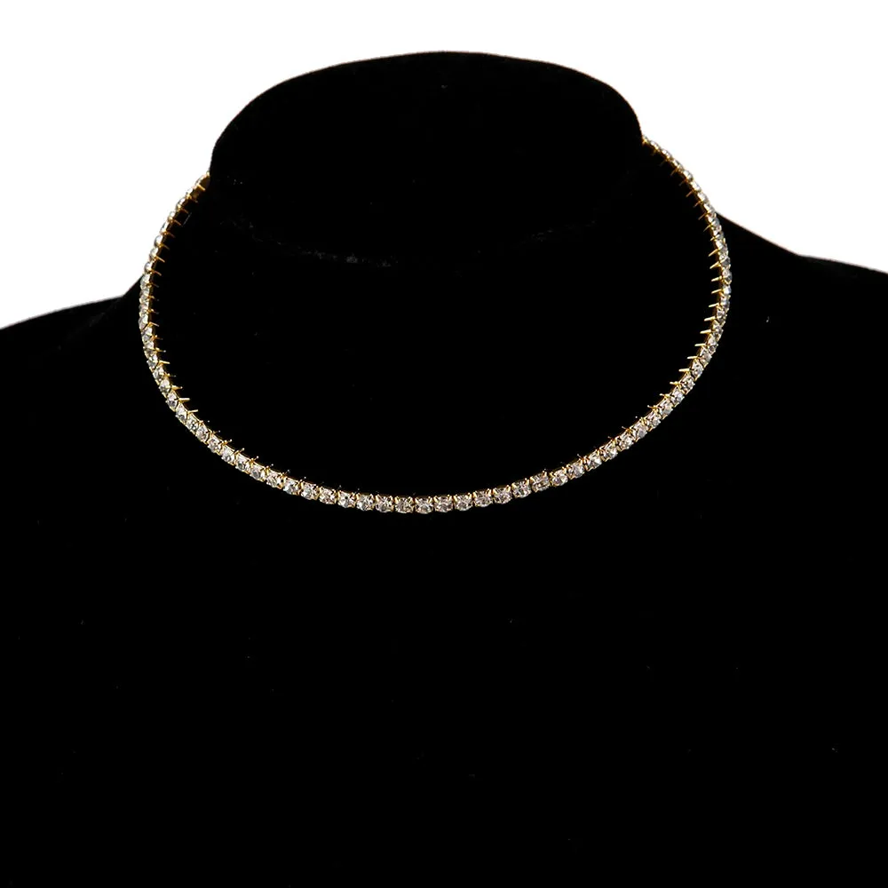 Rhinestone Choker Necklaces Torques Collar Women Statement Jewelry Girl Imitation Pearls Necklace