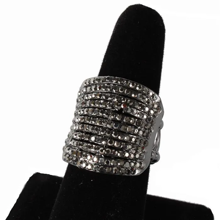 Rhinestones Stretch Layered Ring