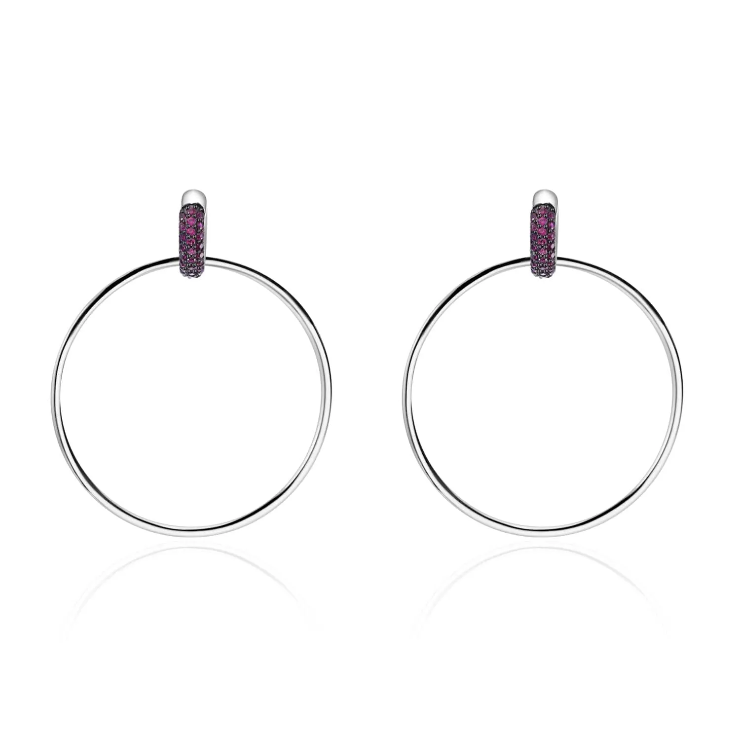 Round Retro Lab Created Ruby Punk Wind Drop Earrings