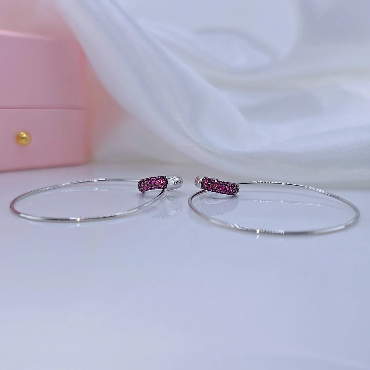 Round Retro Lab Created Ruby Punk Wind Drop Earrings