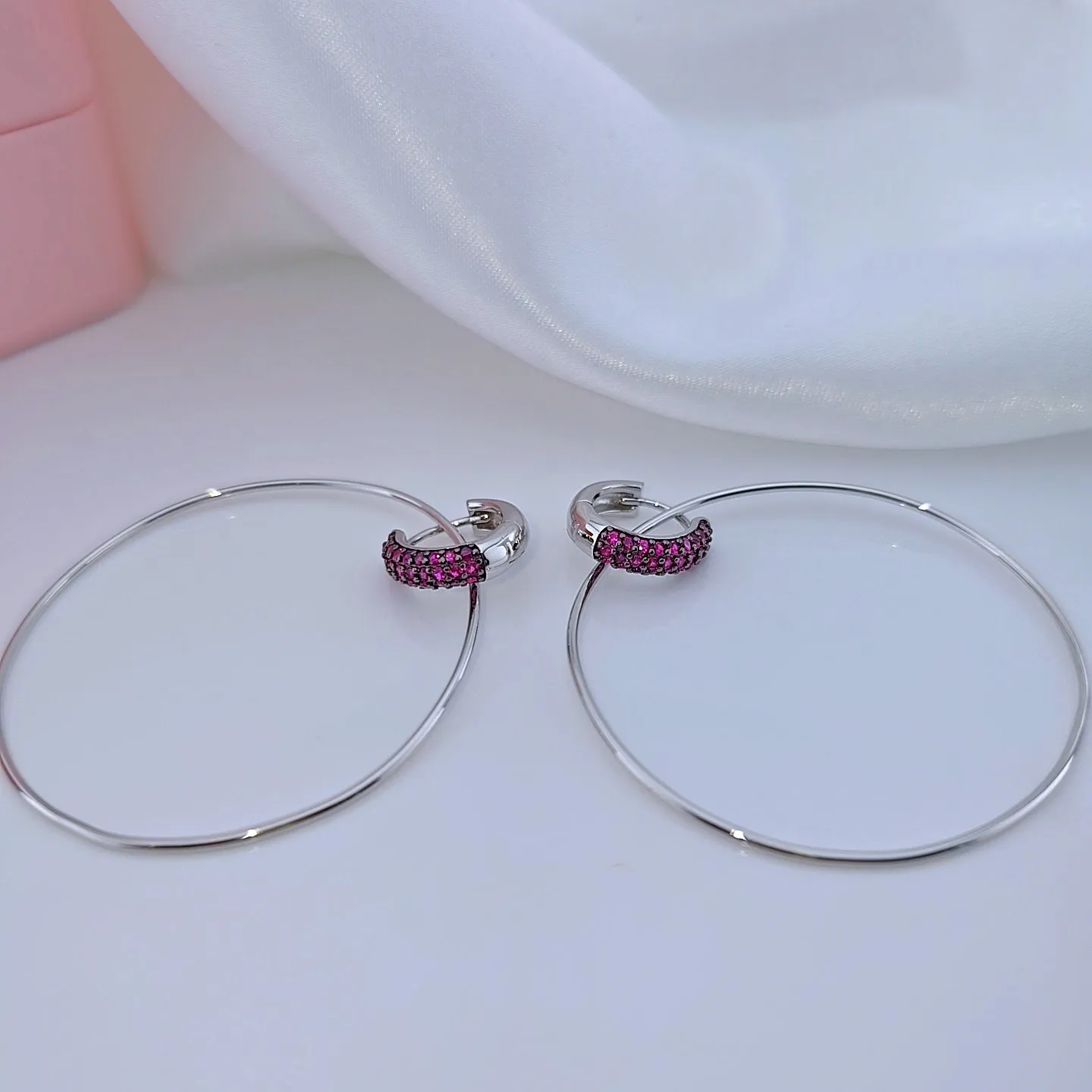 Round Retro Lab Created Ruby Punk Wind Drop Earrings