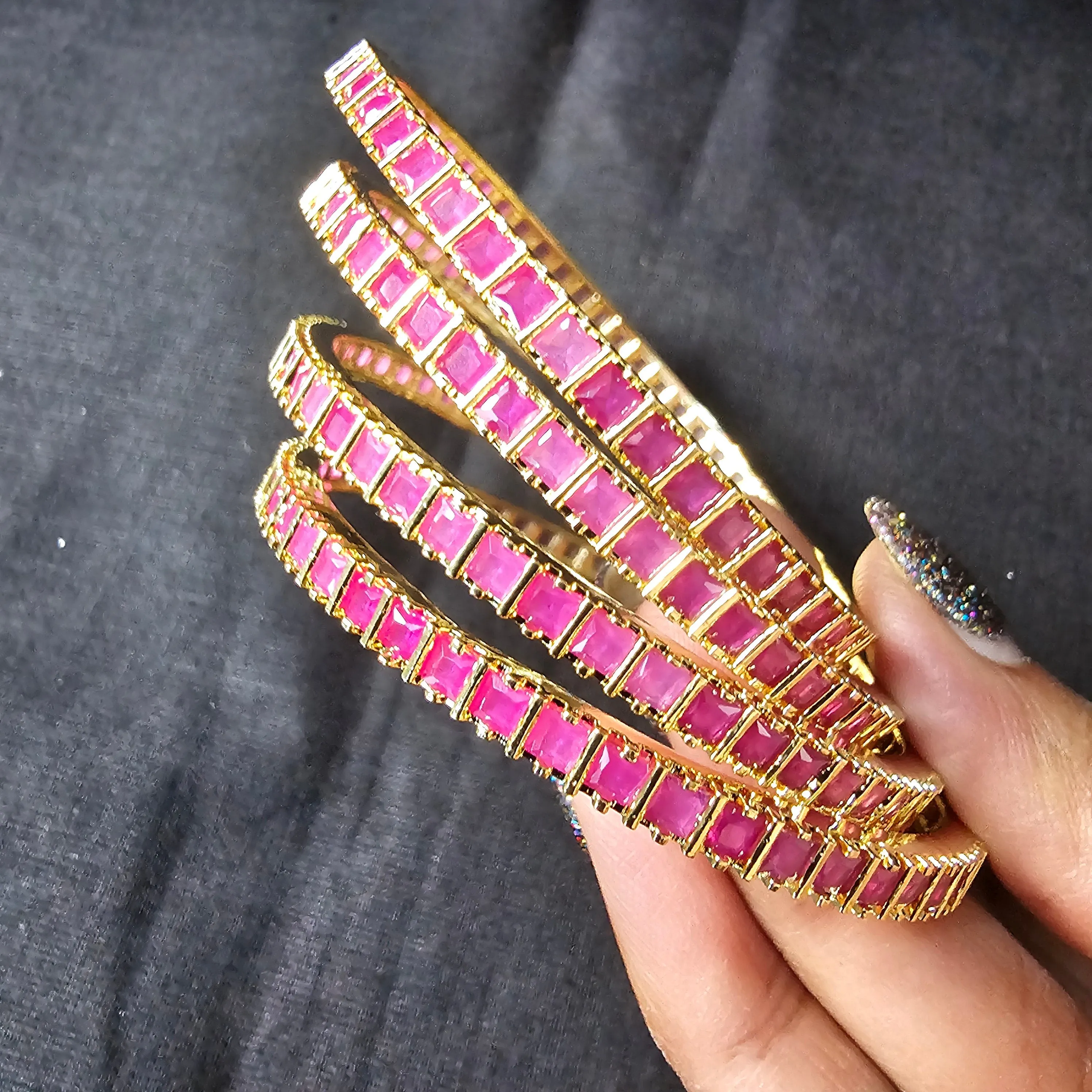 Ruby Indian Bangles Set