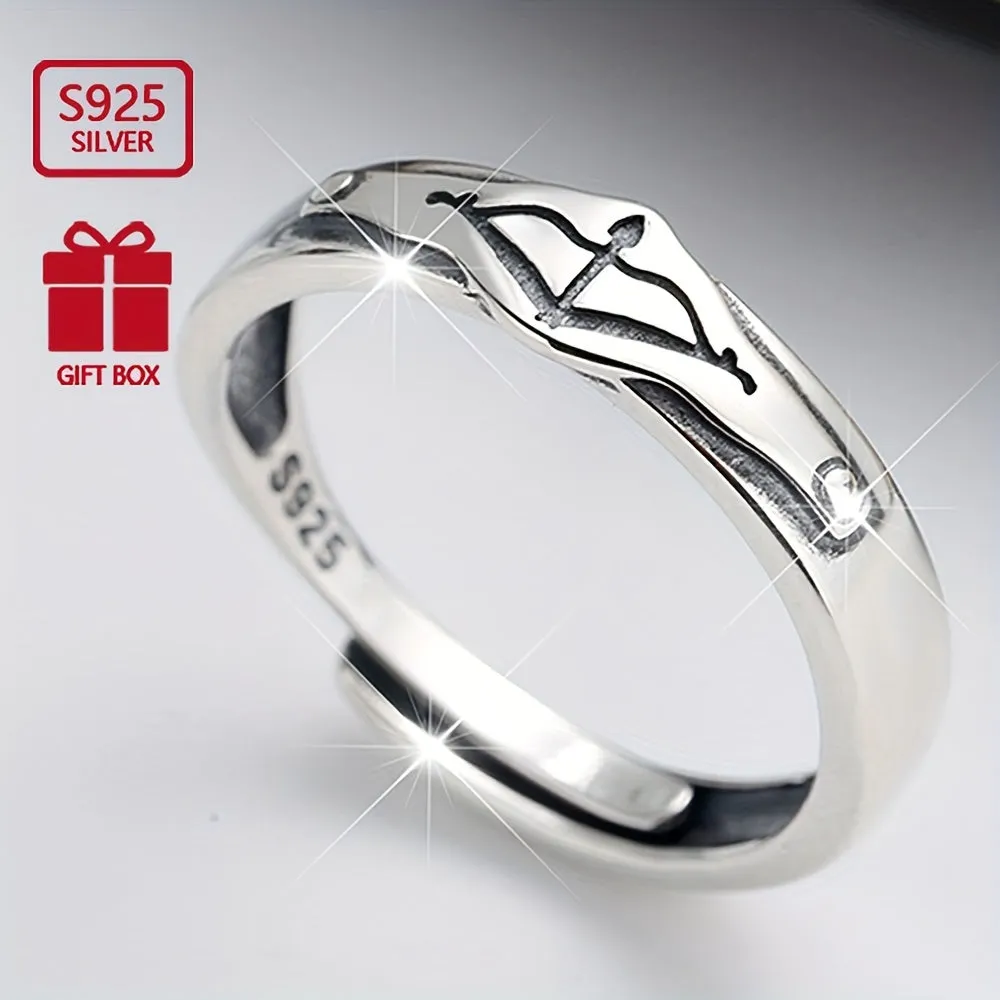 S925 Cupid's Arrow Open Mouth Ring Retro Street Style Student Index Ring
