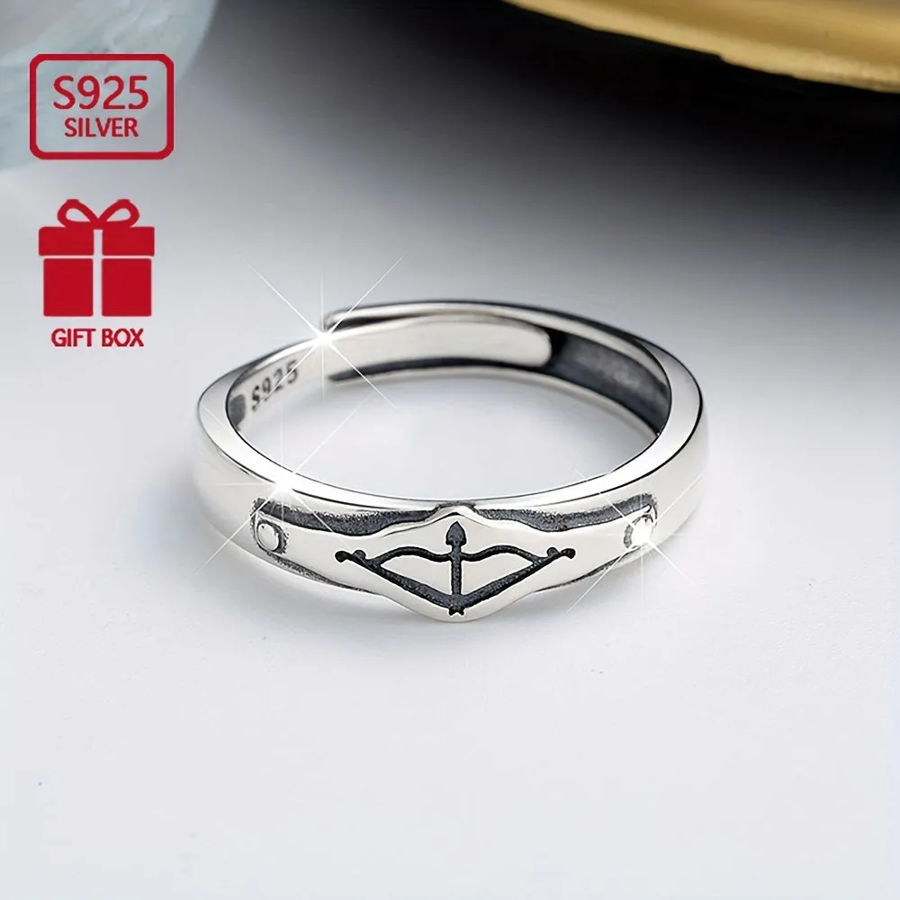 S925 Cupid's Arrow Open Mouth Ring Retro Street Style Student Index Ring