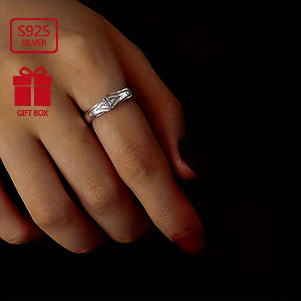 S925 Cupid's Arrow Open Mouth Ring Retro Street Style Student Index Ring