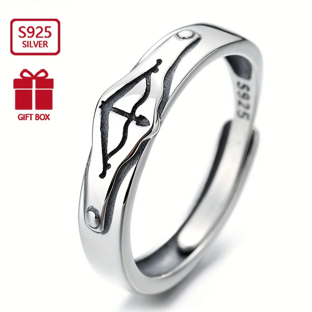 S925 Cupid's Arrow Open Mouth Ring Retro Street Style Student Index Ring