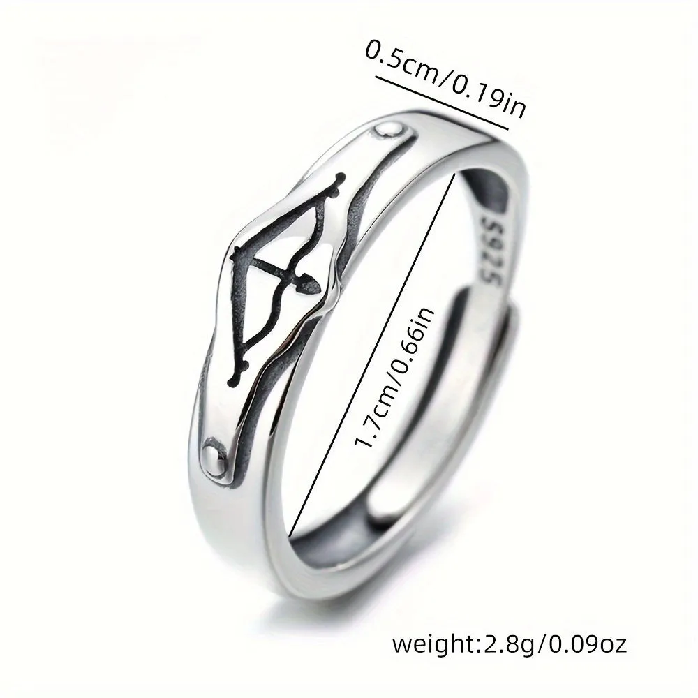 S925 Cupid's Arrow Open Mouth Ring Retro Street Style Student Index Ring