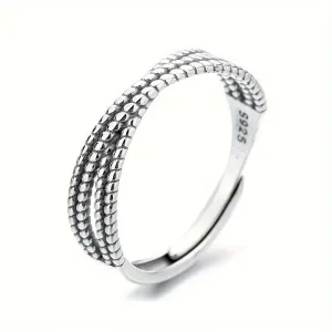 S925 Pure Silvery Retro Cross Ring - Minimalist Classic Gift for Women