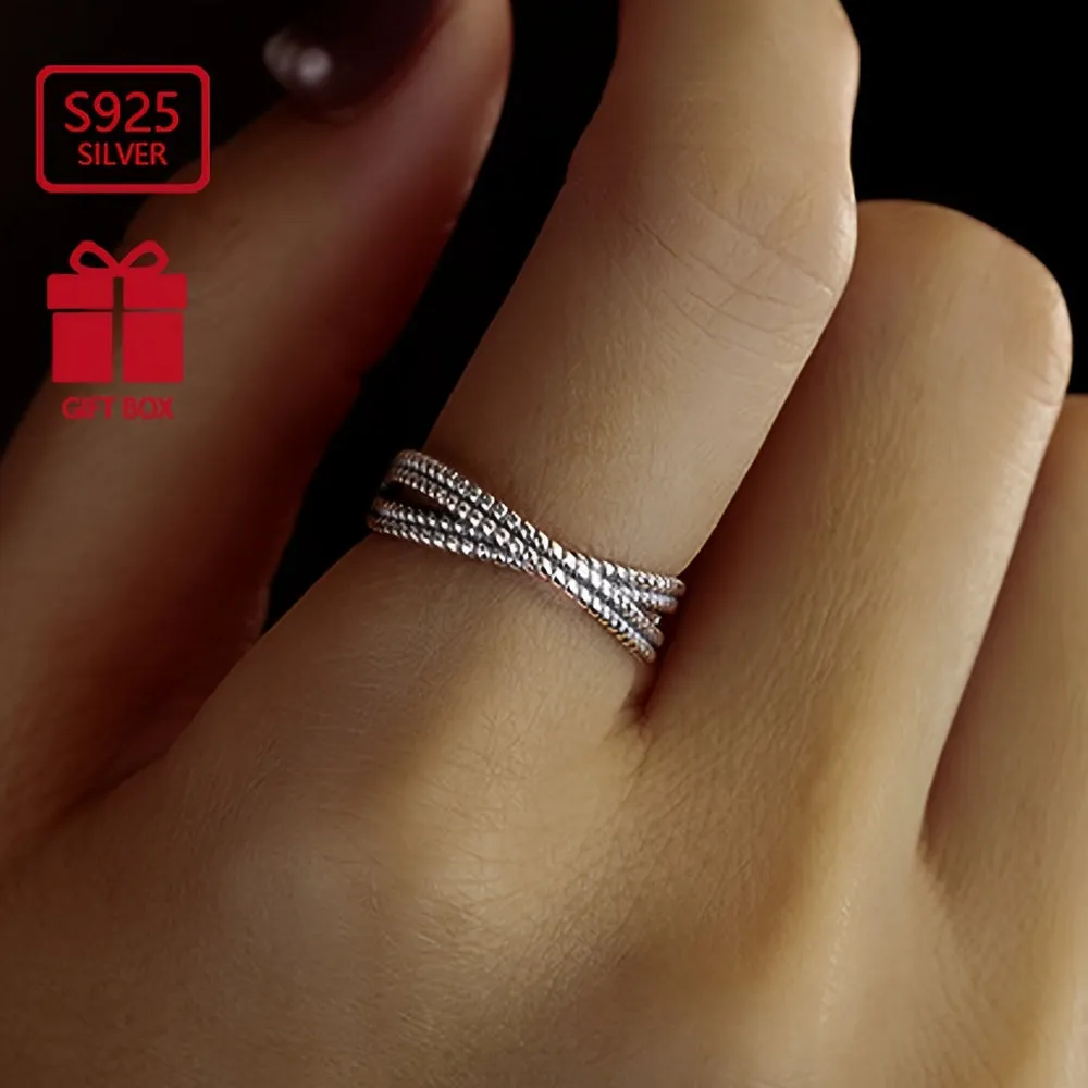 S925 Pure Silvery Retro Cross Ring - Minimalist Classic Gift for Women