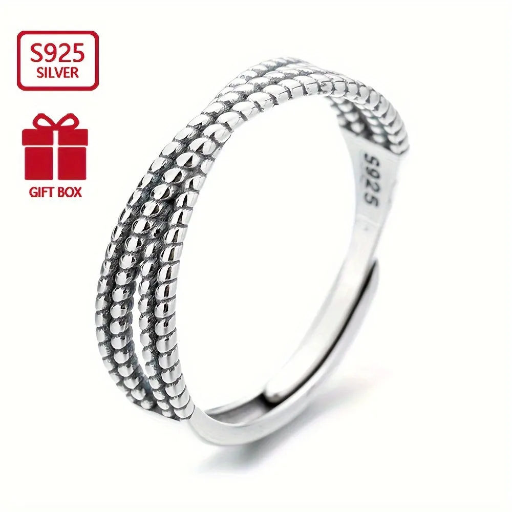 S925 Pure Silvery Retro Cross Ring - Minimalist Classic Gift for Women