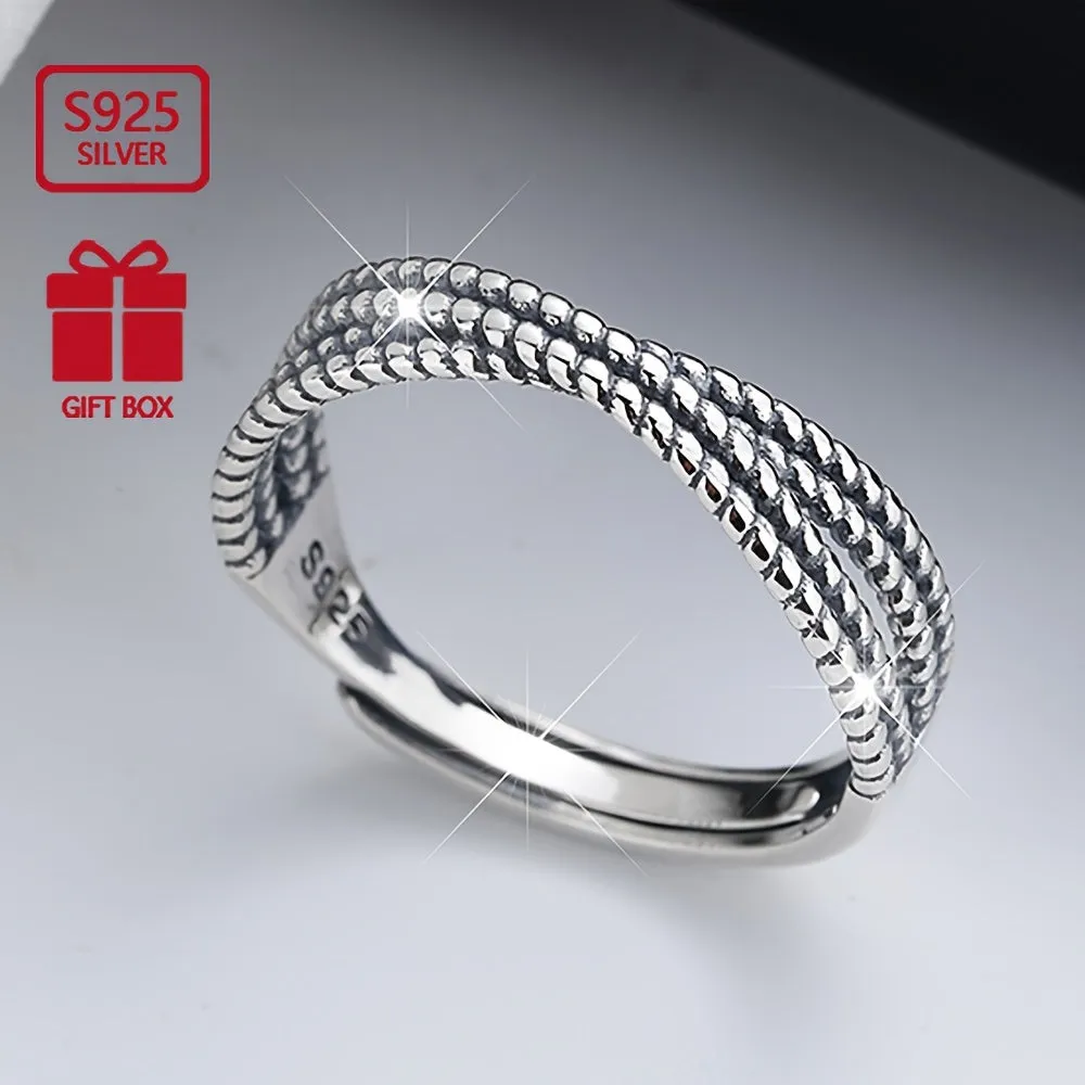 S925 Pure Silvery Retro Cross Ring - Minimalist Classic Gift for Women