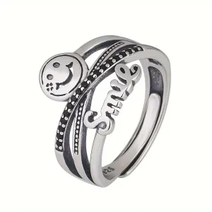 S925 Silvery Retro Cross Opening Ring Japanese Hip Hop Allergy Index Finger Ring