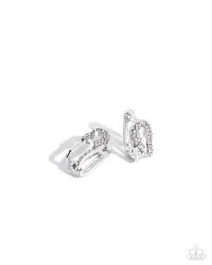 Safety Pin Secret - White Hoop Earring