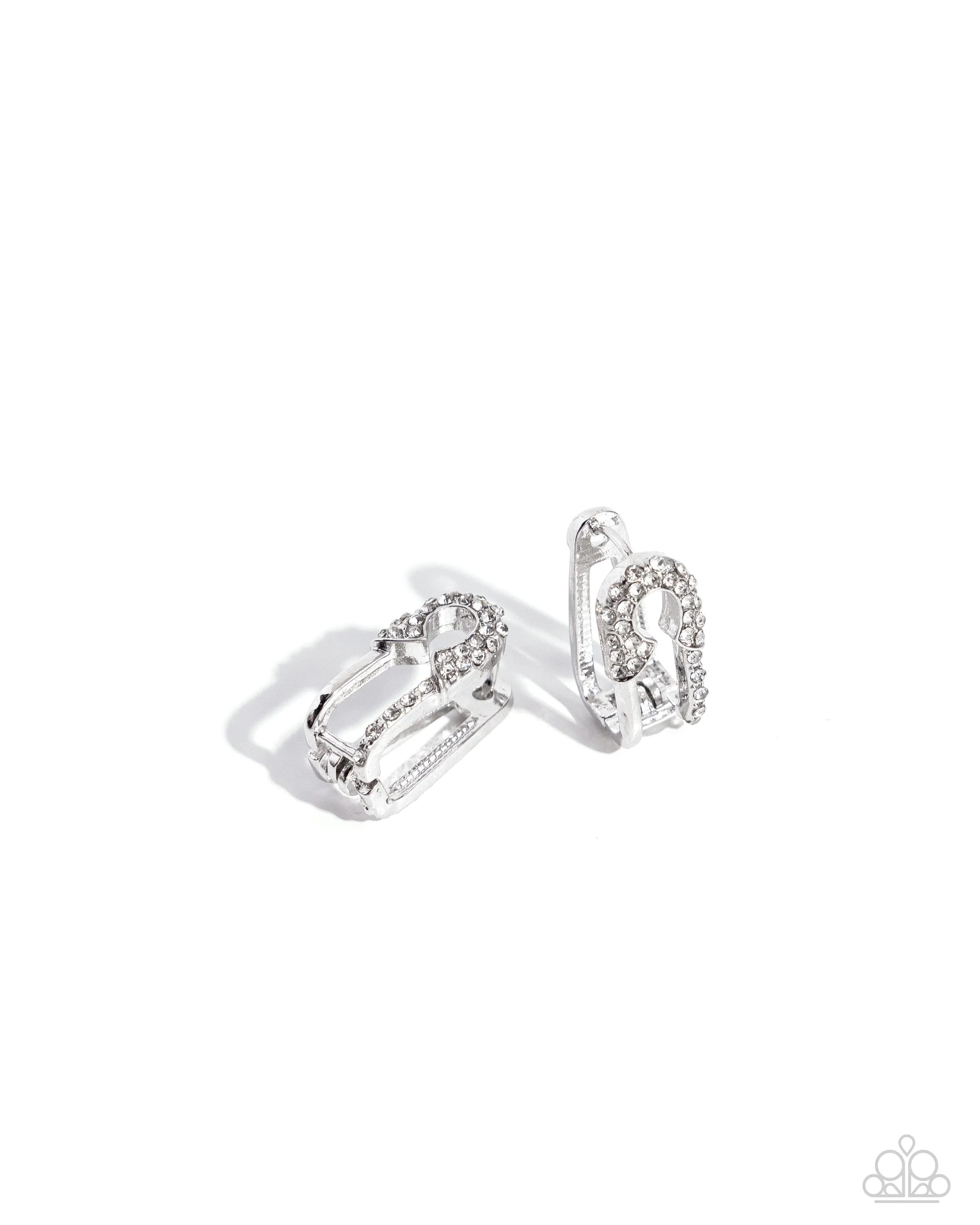 Safety Pin Secret - White Hoop Earring