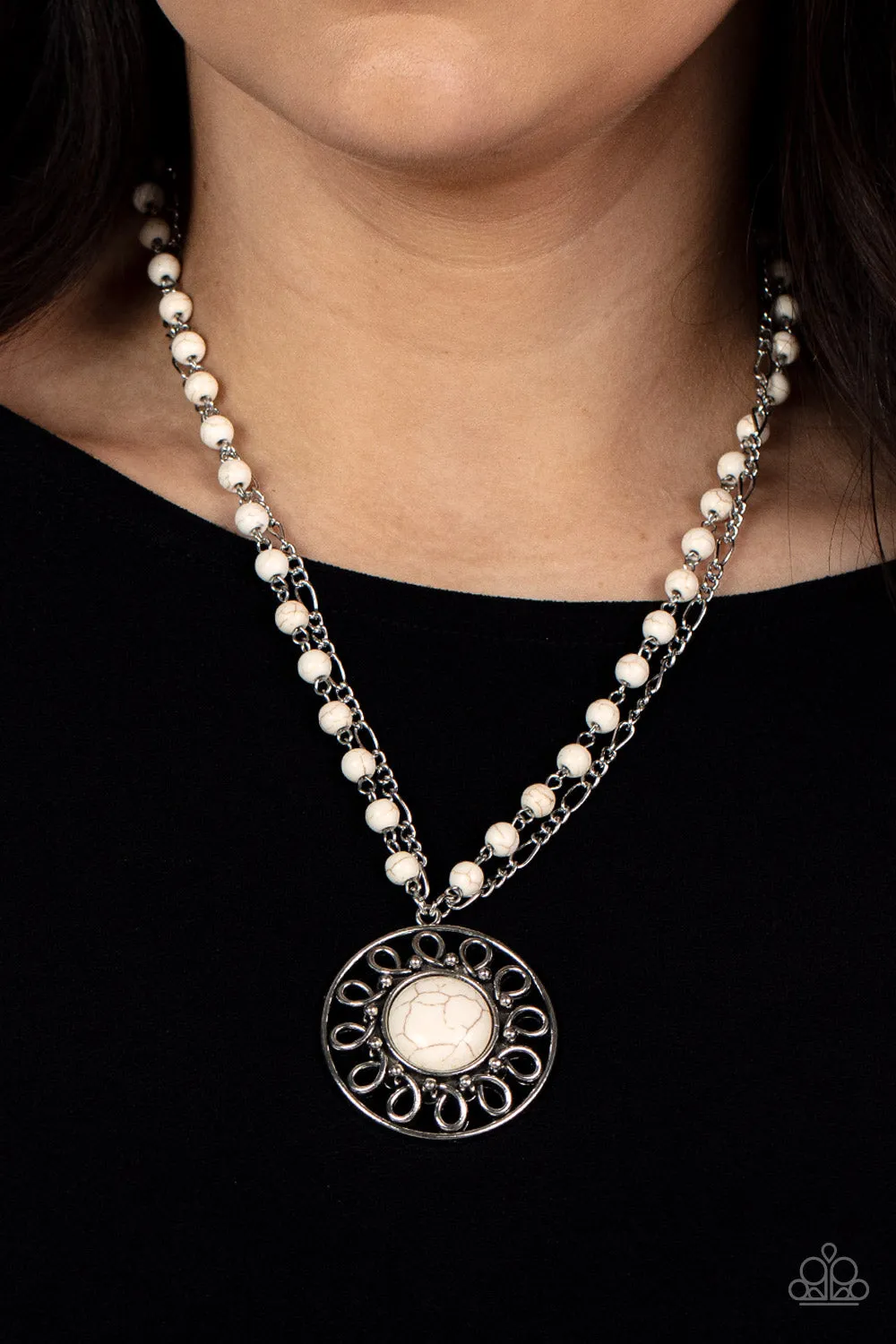Sahara Suburb - White (Marbled Stone) Necklace