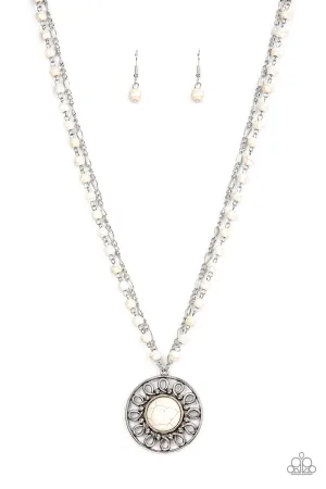 Sahara Suburb - White (Marbled Stone) Necklace