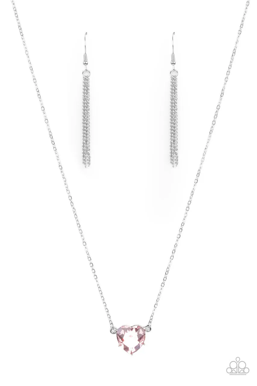 She Works HEART for the Money Pink Paparazzi Necklace