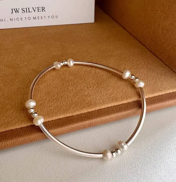 Silver Bead Bracelet Set