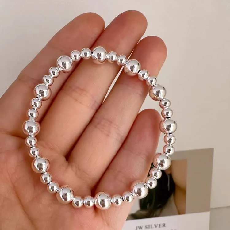 Silver Bead Bracelet Set
