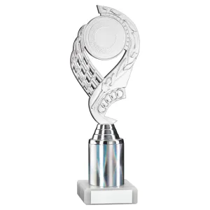 Silver 'Olympic' Plastic Award On Marble Base With Tube Riser