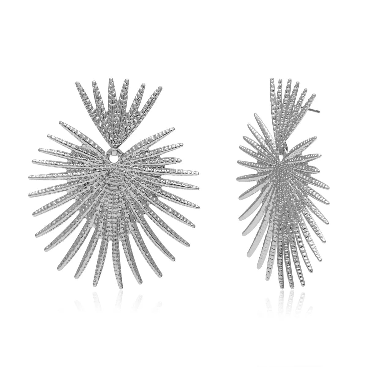 Silver-Plated Spiked Heart Drop Earrings