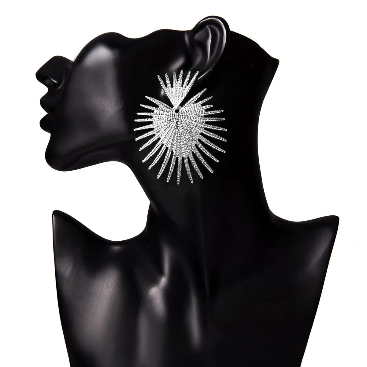 Silver-Plated Spiked Heart Drop Earrings