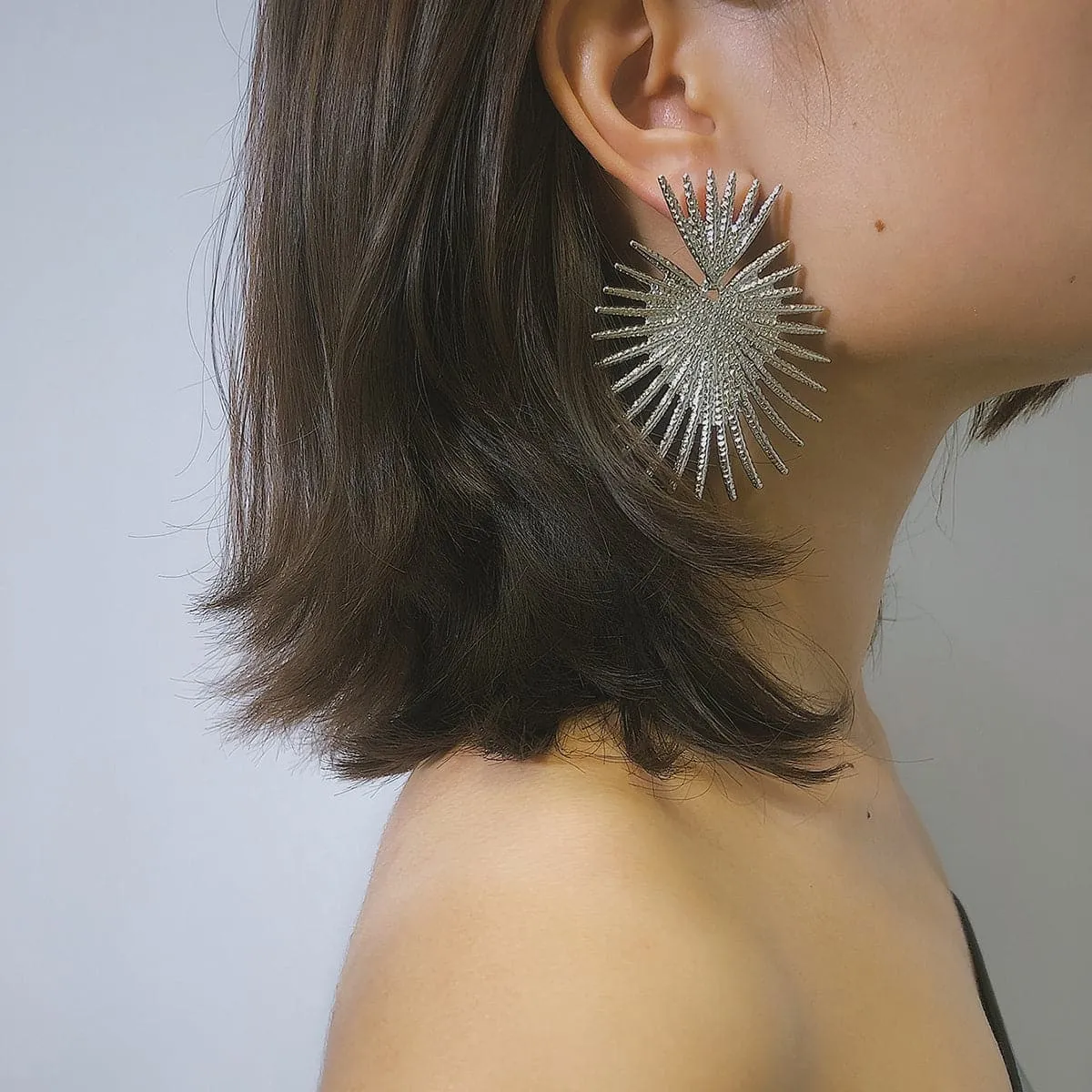 Silver-Plated Spiked Heart Drop Earrings